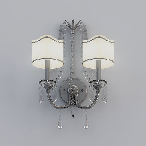 Elegant Double-Arm Crystal Sconce 3D model
