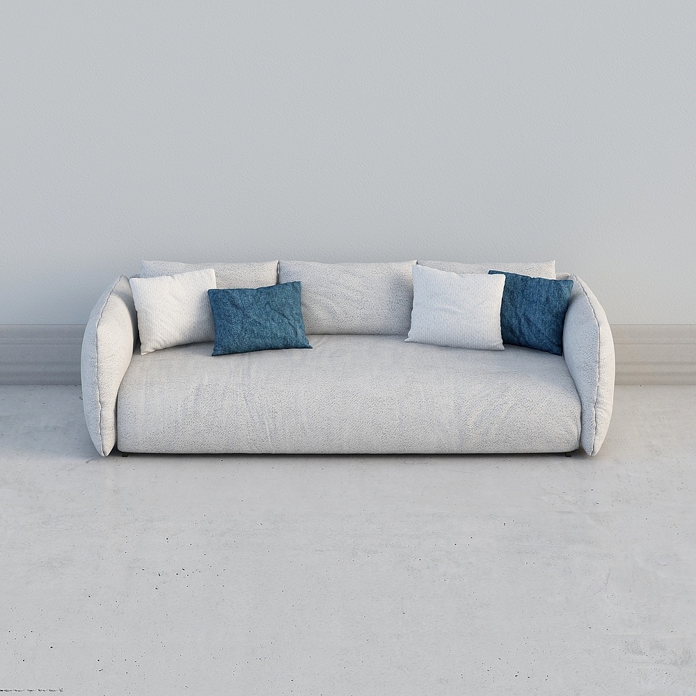 Nordic IKEA light gray fabric multi-person sofa