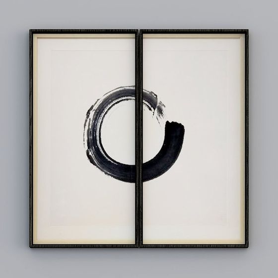 Enso Circle Duo 3D model Art Piece