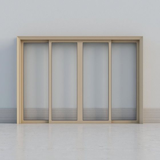 Stylish Low-Polygon Glass Sliding Door 3D model