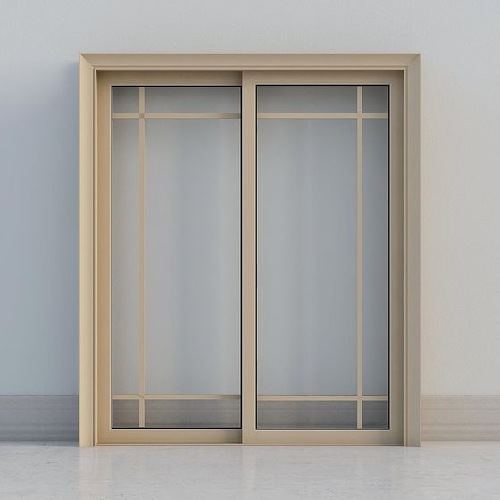 Elegant Glass Sliding Door 3D model for Modern Interiors