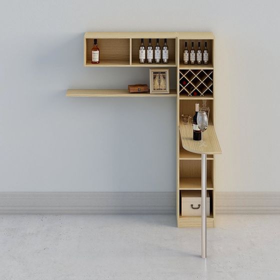 Stylish Wall-Mounted Bar Unit 3D model