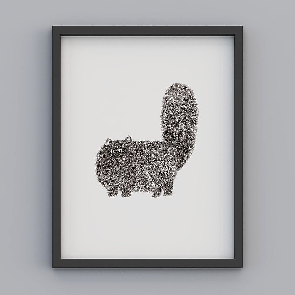 Картина - висящая черная кошка