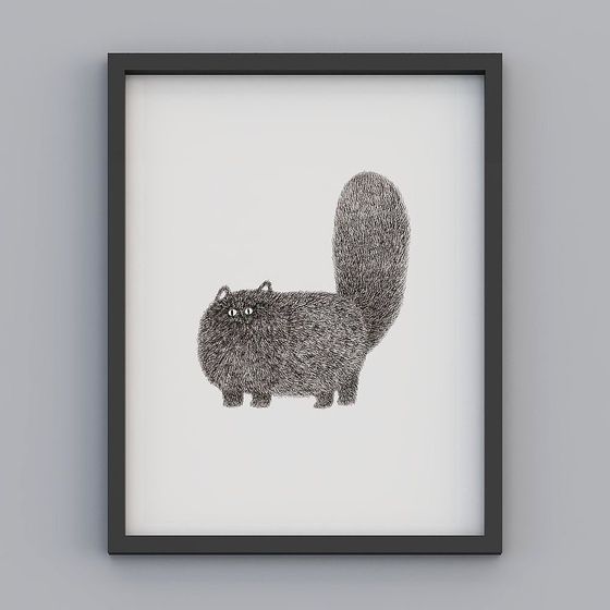 Картина - висящая черная кошка