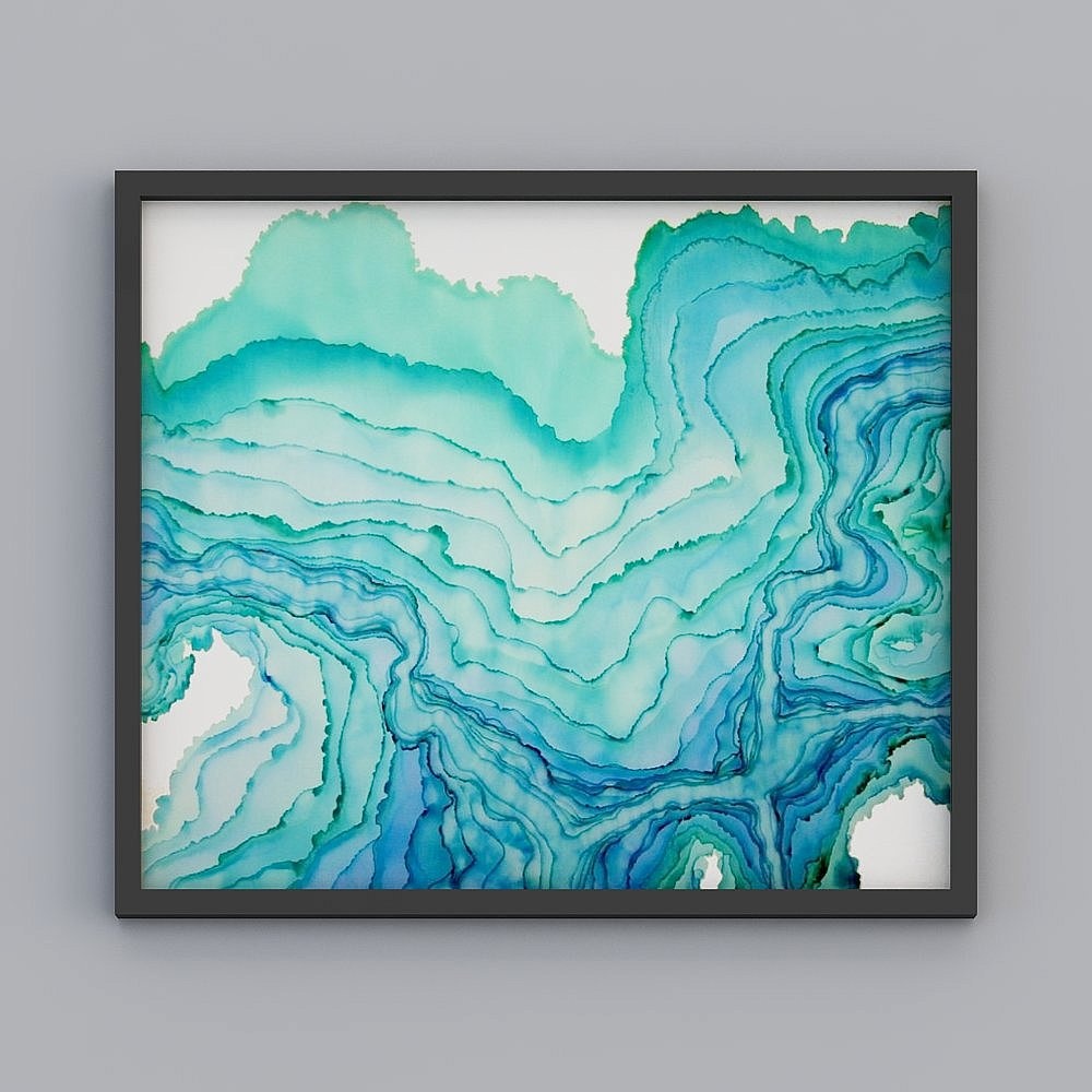 Blue watercolor art hanging painting