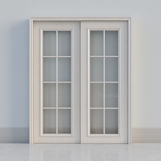 Elegant Double Glass Door 3D model for Interior Design