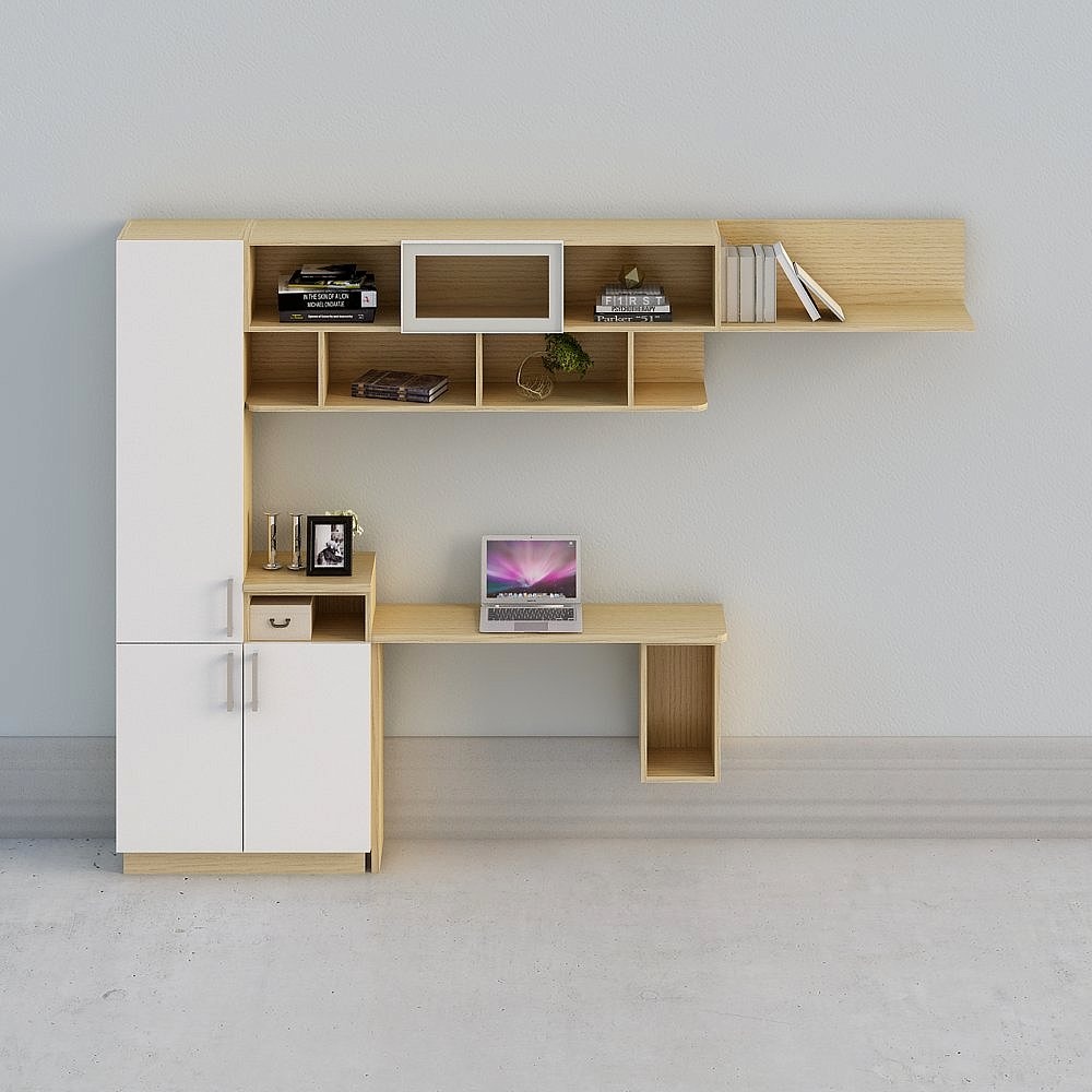 [whole house custom] Nordic log modern compact white bookcase de