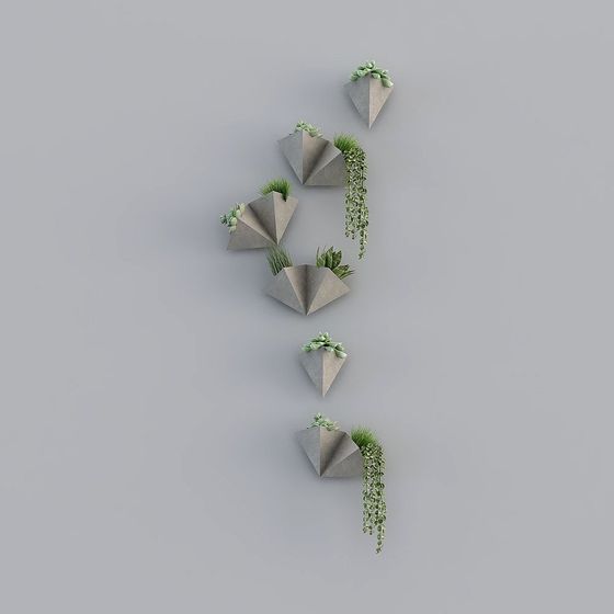 Low-Poly Wall Hanging Plant Container 3D model