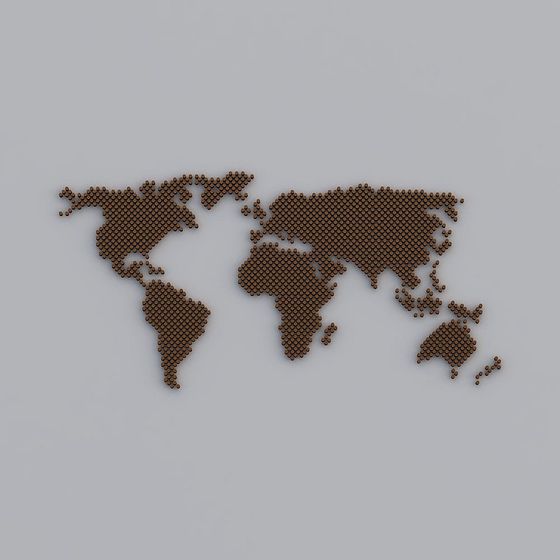 World Map Pin Art 3D model