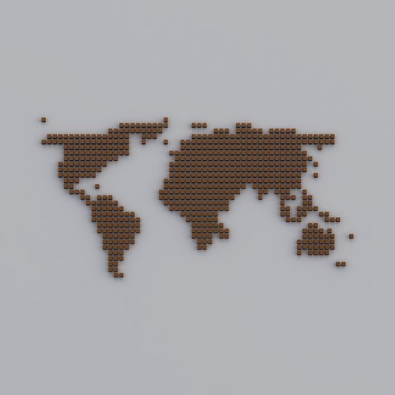Pixel World Map 3D Model
