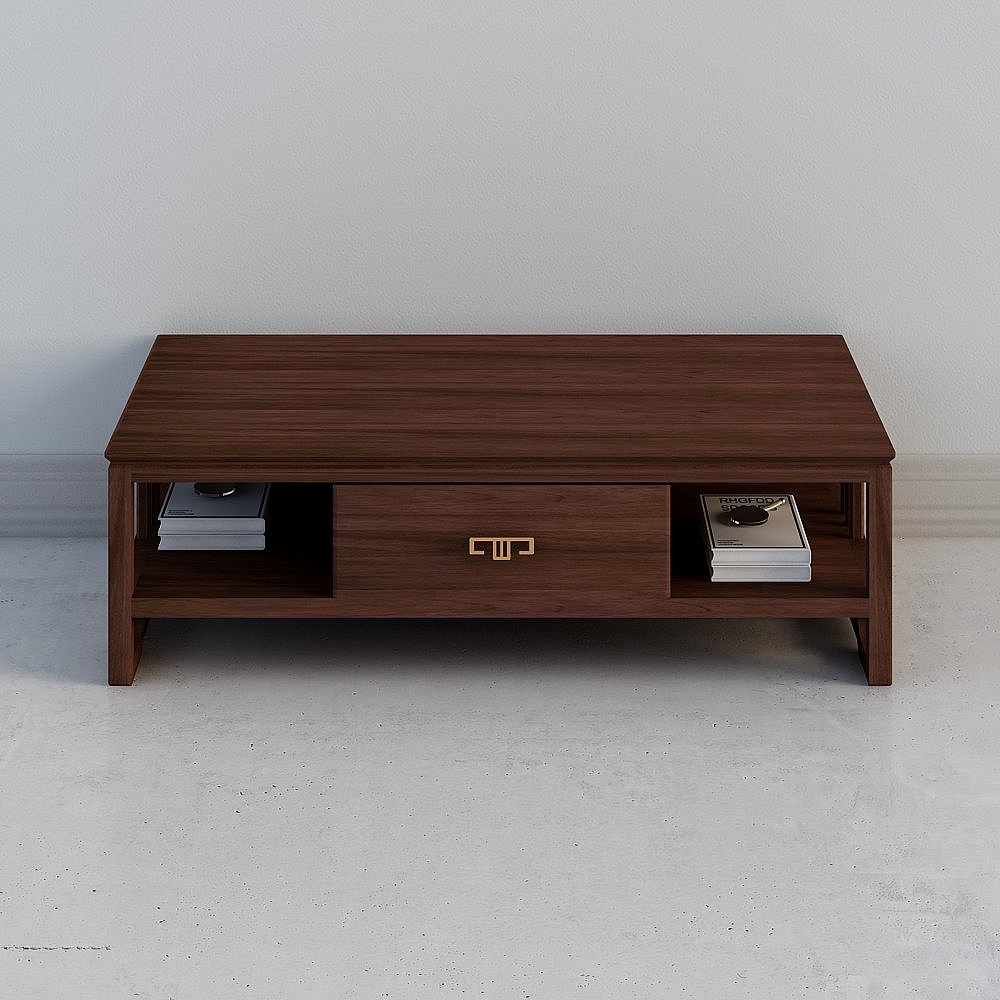 NZK-B008茶幾實木茶幾新中式實木客廳傢俱功夫茶桌台長方形帶抽屜