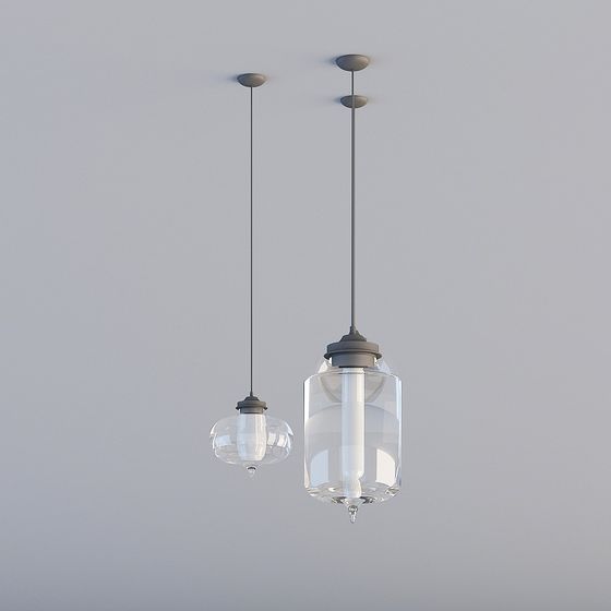 Elegant Low-Poly Glass Pendant Light 3D model