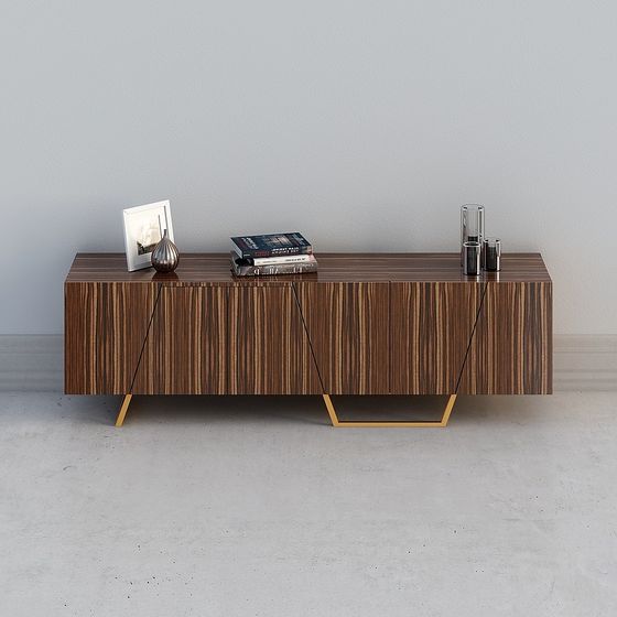 Almacenamiento de medios en gabinete de TV de color madera moderna