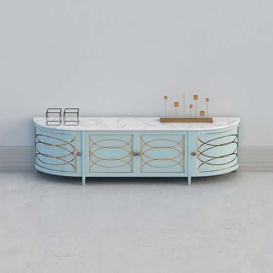 現代藍色電視櫃