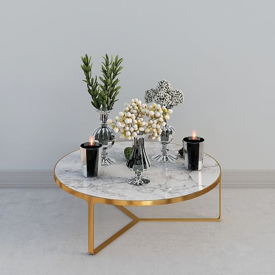 Bàn trà trắng phòng khách châu Âu đơn giản