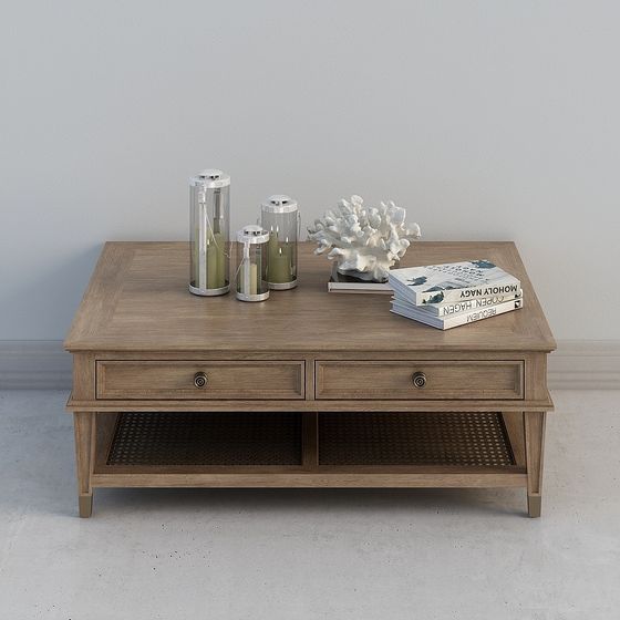 Elegant Rustic Oak Coffee Table 3D model