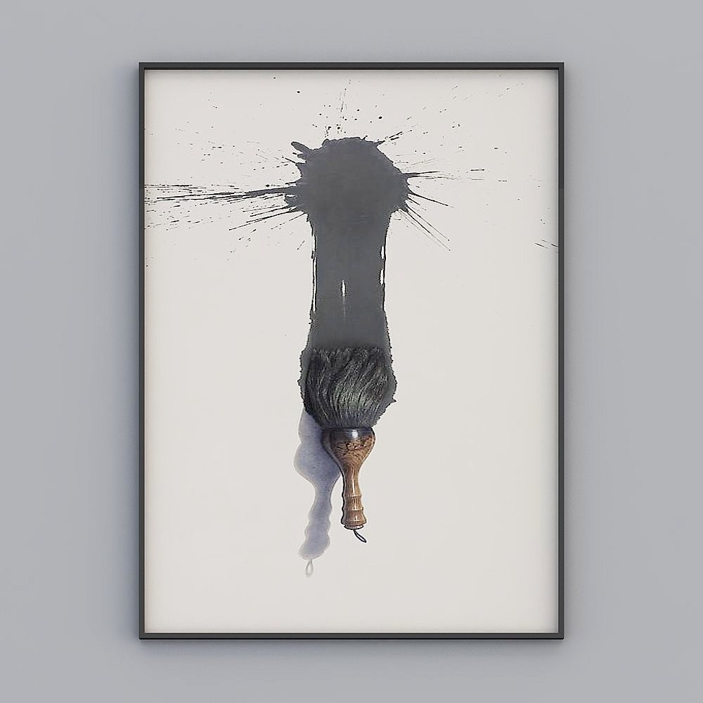 Ink Drop Brush 3D model with Realistic and Low Poly Aesthetics