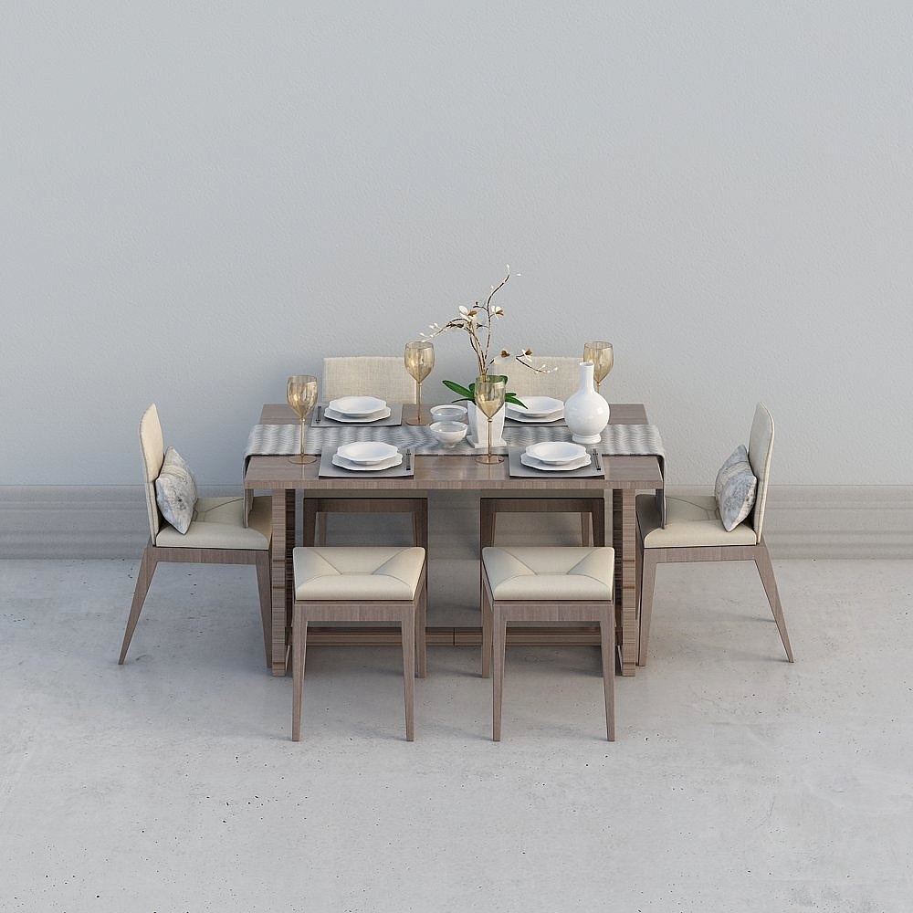 Modern wood-colored dining table combination Dining Set