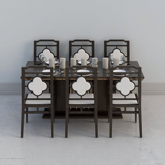 Cloud Shadow Dining Table and Chairs Set 3D model