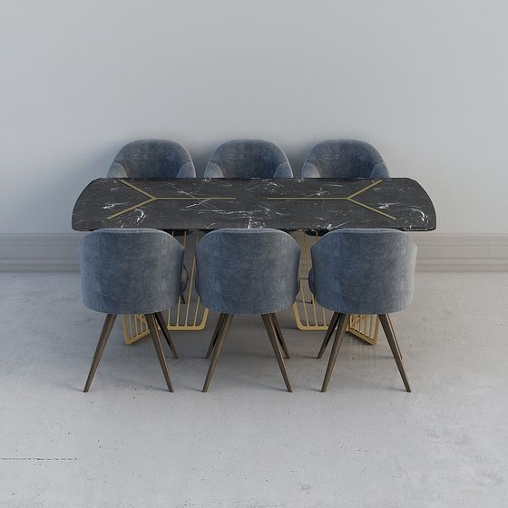 Chic Dining Table and Chair Set 3D model for Urban Spaces