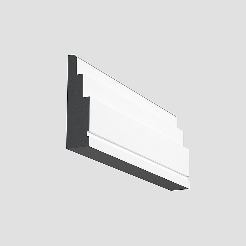 White wall panel with stepped design and dark grey side profile on grey background