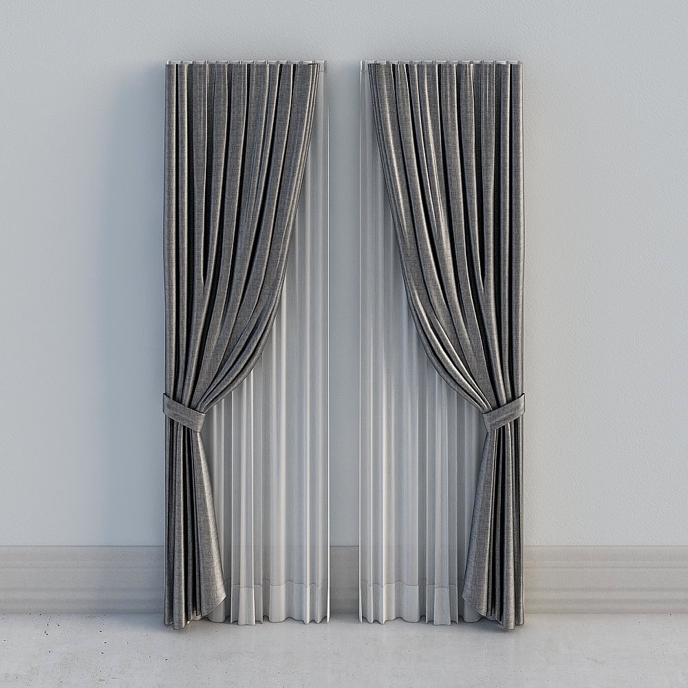 간단한 유럽의 회색 커튼 커튼