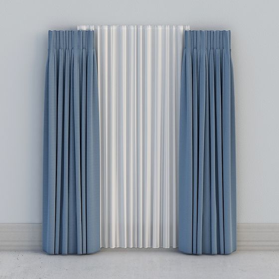 Elegant Low-Poly 3D Curtain Model