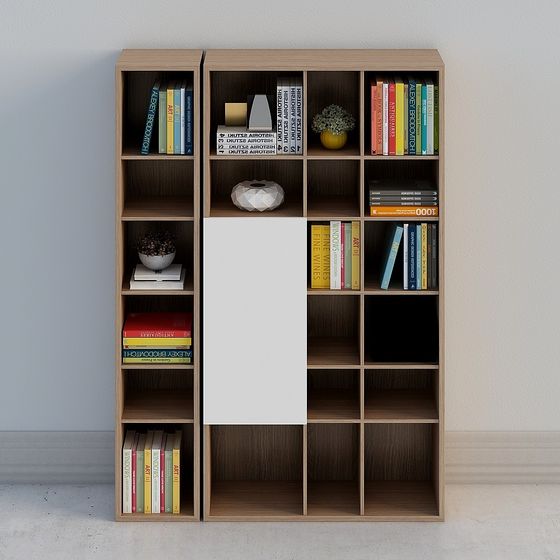 Elegant Low-Poly High-Detail Bookshelf 3D model for Interiors
