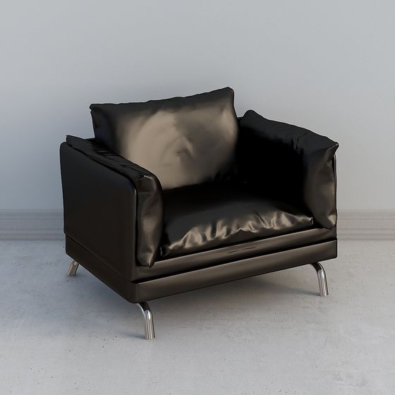 Stylish Black Leather Sofa 3D model for Urban Living