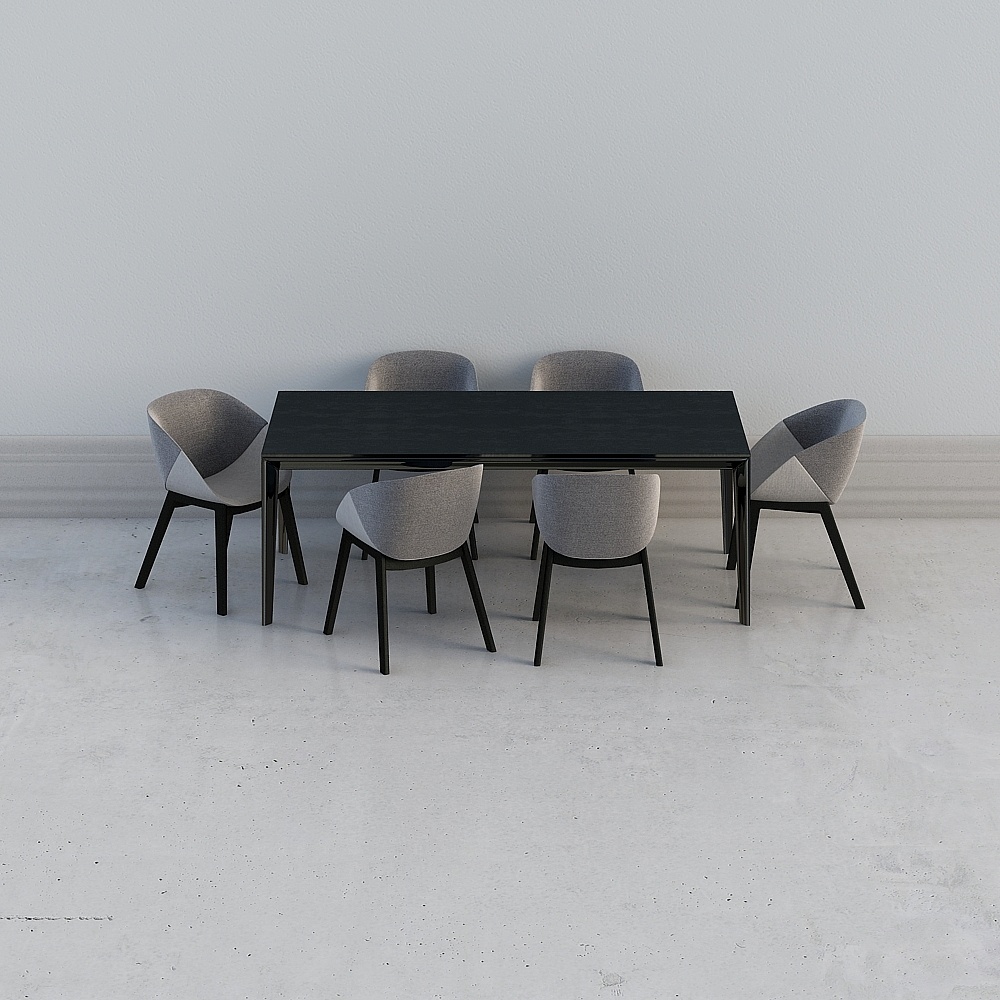 Simple Euro Black Table Combo Dining Set