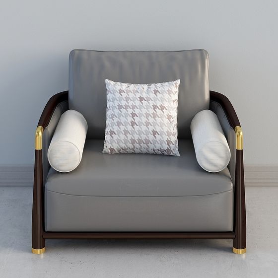 331018逸隱新古典實木真皮沙發--單人位