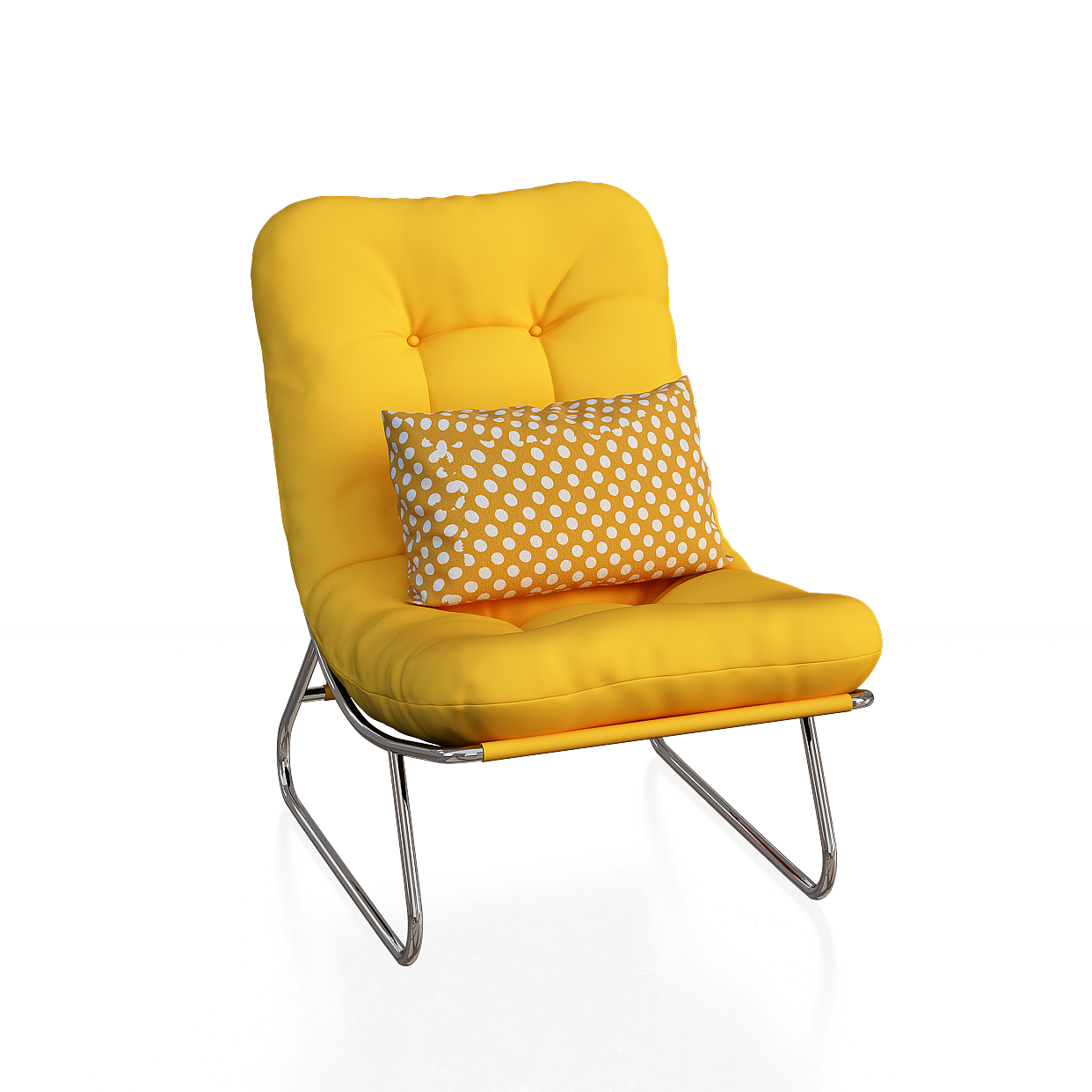 Modern Sunny Lounge Chair 3D Model – Yellow Upholstery