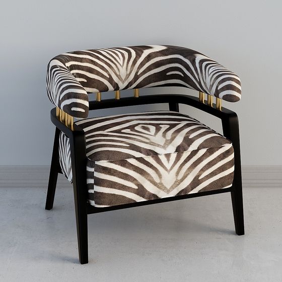 Unique Zebra Pattern Low-Polygon Armchair 3D model