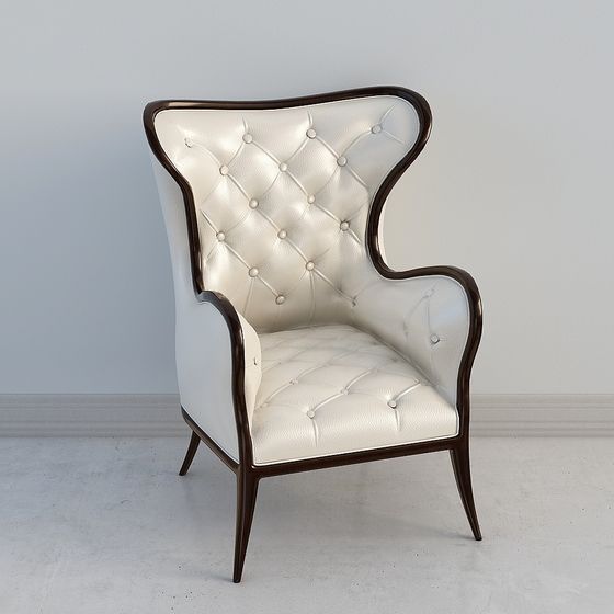 Elegant Vintage Wing Chair 3D model