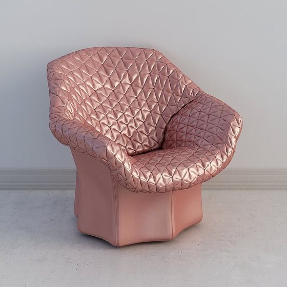 Elegant Rose Gold Diamond Pattern Armchair 3D model