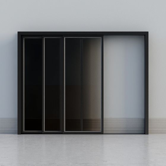 Modern Glass Sliding Door 3D Model
