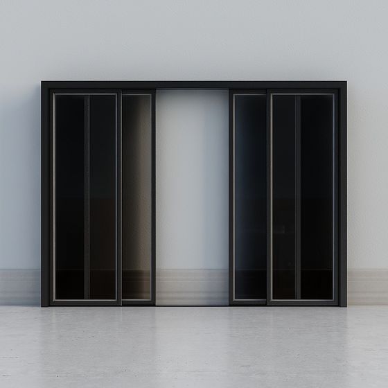 Sleek Glass Curtain Wall Door 3D model