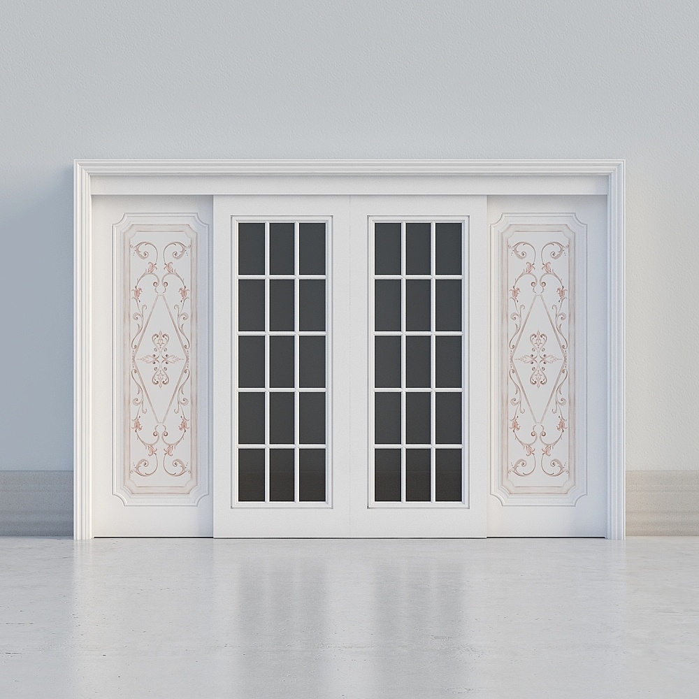 Classic white glassed sliding double door
