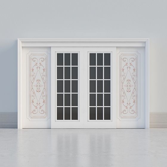 古典的な白いガラスの引き戸