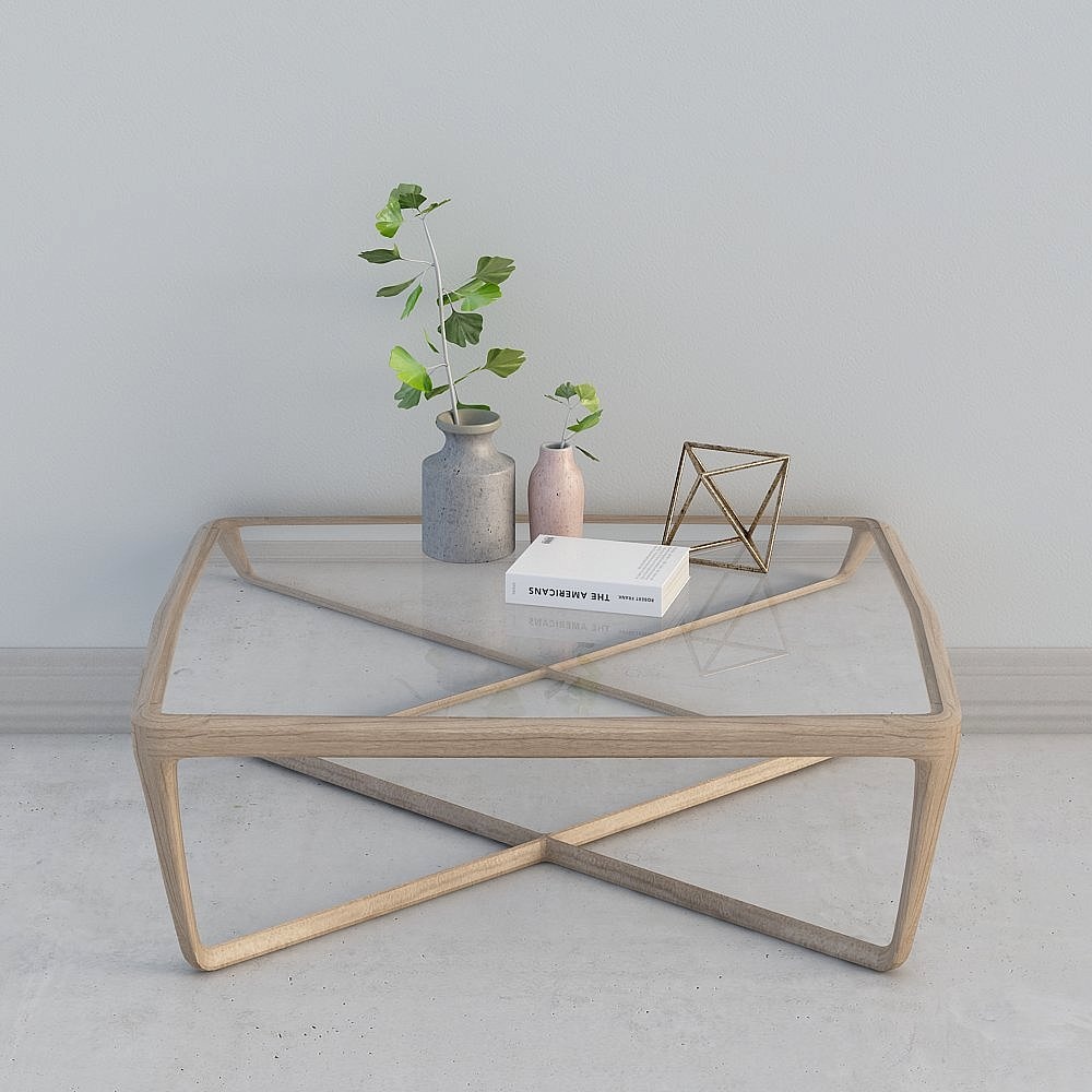 Tavolino da caffè in legno chiaro moderno / Tavolo laterale / Tavolo da tè