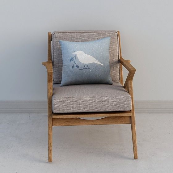 Nordic Style Single Armchair 3D Model