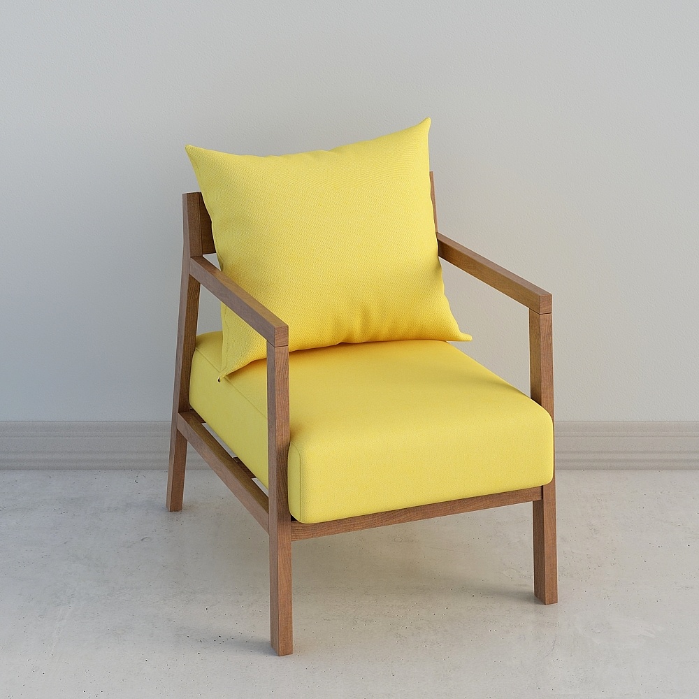 北歐黃色單人沙發