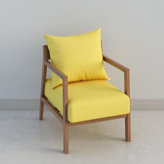 北歐黃色單人沙發