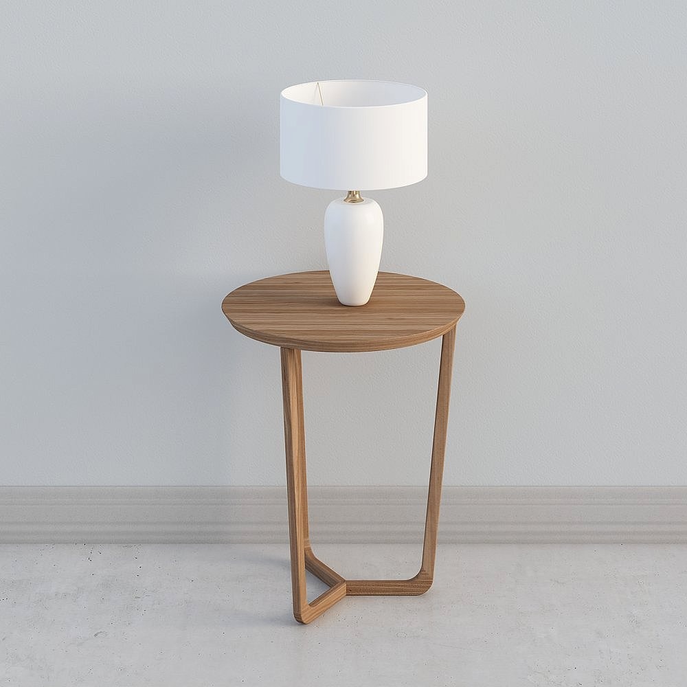 Mesa auxiliar de borde de madera moderna