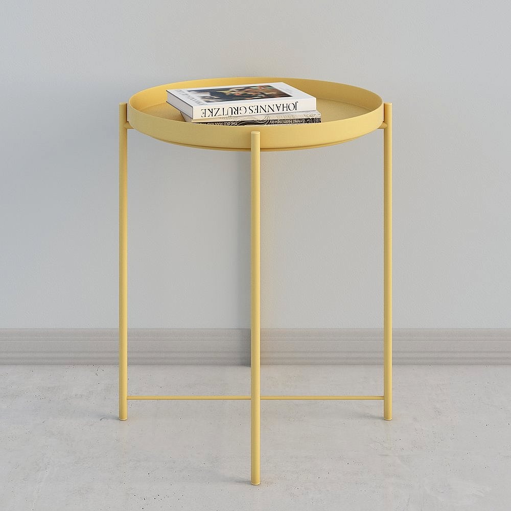 Coppia di Tavoli con Bordo Giallo Moderno