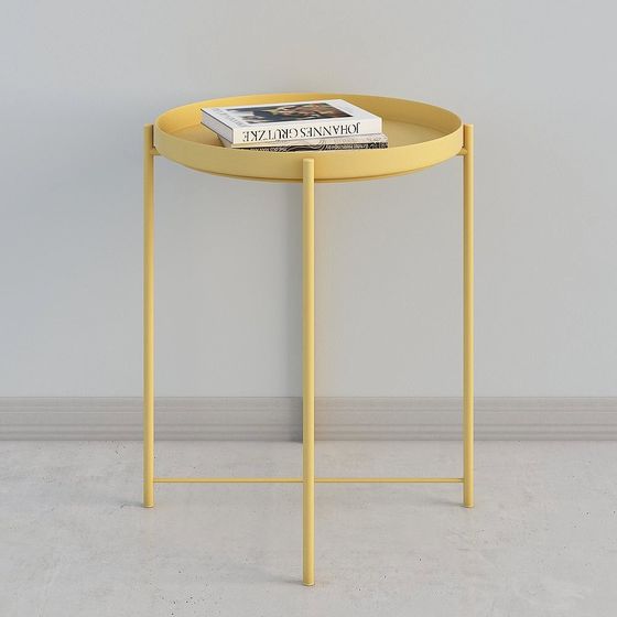 Coppia di Tavoli con Bordo Giallo Moderno