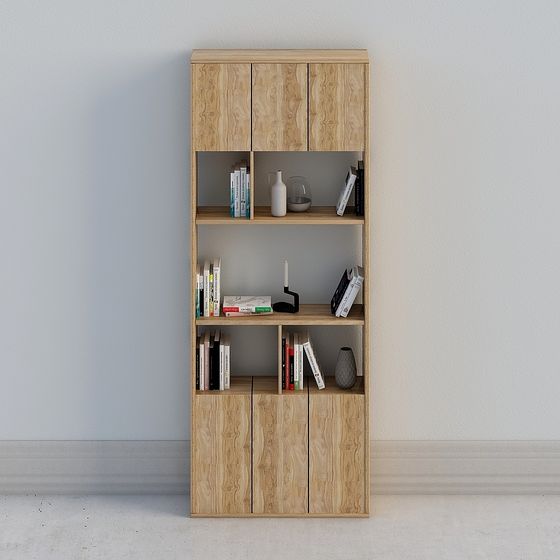 Modern Minimalist Low-Polygon Bookshelf 3D model