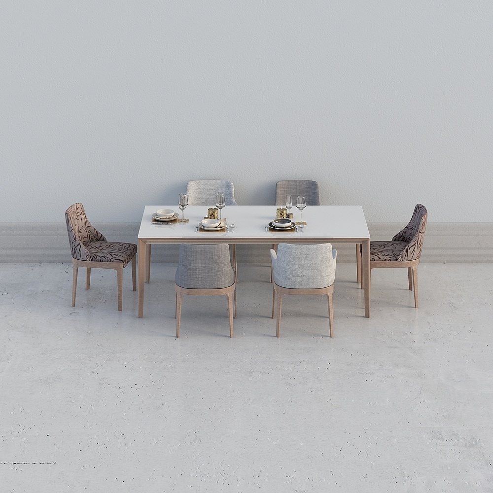 Juego de comedor con mesa blanca americana