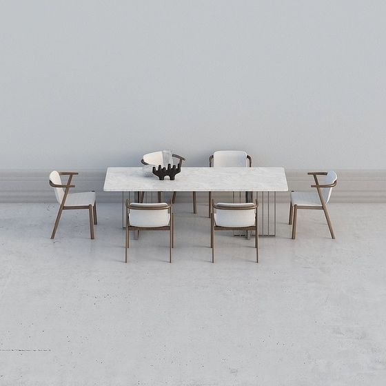 Urban Living Room Dining Table and Chair Set 3D model