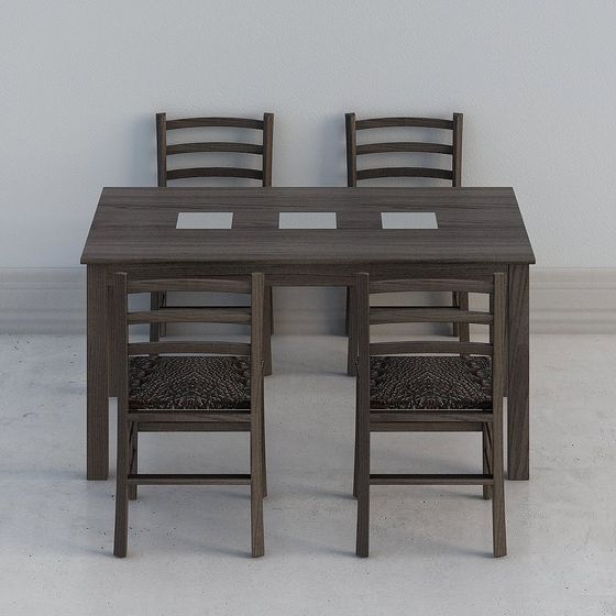 Stylish Dining Table and Chairs 3D model for Modern Spaces